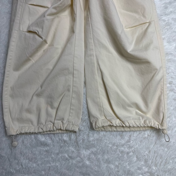 Madewell Cream Cotton Utility Cargo Pants Elastic Waist Women’s Medium - Picture 11 of 11